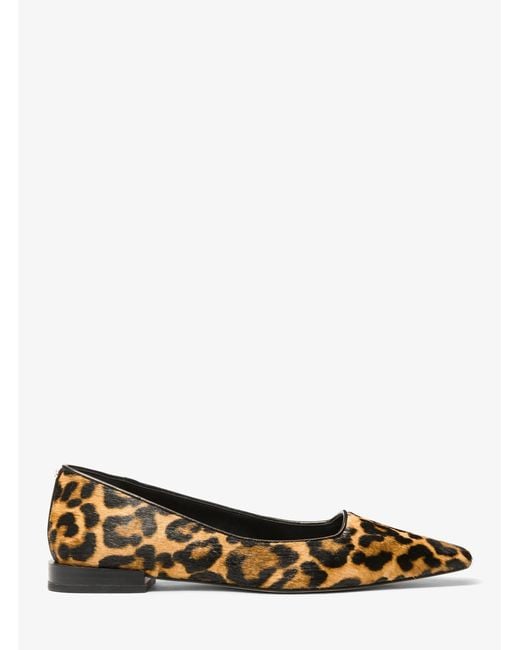 MICHAEL Michael Kors White Mk Darrah Leopard Print Calf Hair Ballet Flat