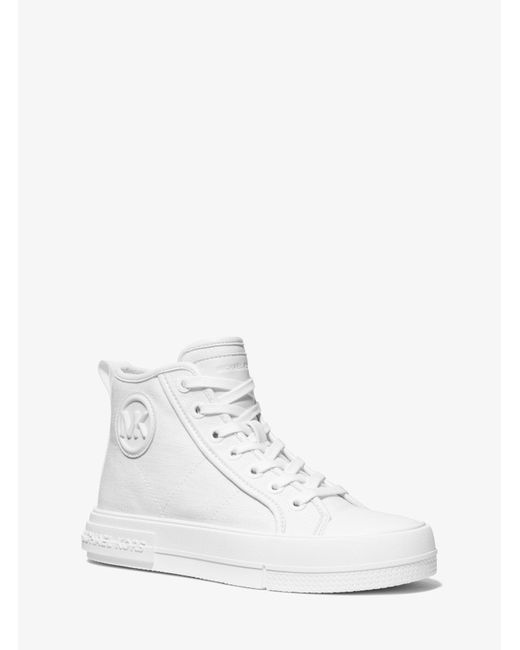 Michael Kors White Hi-Top-Sneaker Evy Aus Canvas