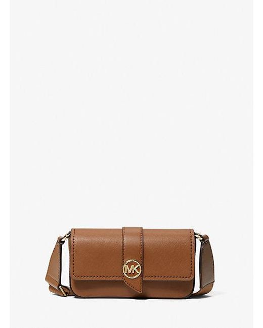 Michael Kors Brown Mk Greenwich Extra-Small Saffiano Leather Sling Crossbody Bag