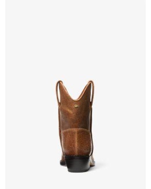 Michael Kors Brown Mk Noemie Distressed Leather Boot
