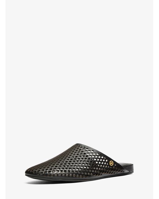 Michael Kors Black Cady Perforated Leather Mule