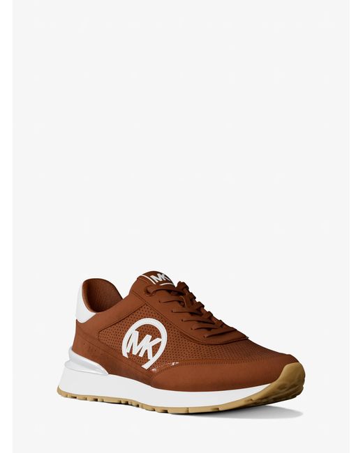 MICHAEL Michael Kors Brown Mk Nova Perforated Suede Trainer