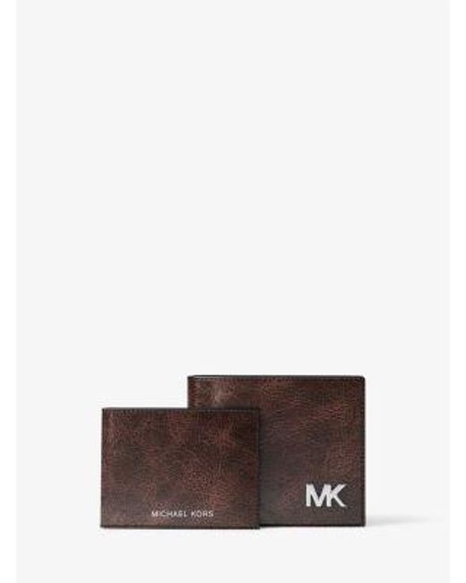 Michael Kors Brown Cyrus Burnished Billfold Wallet With Passcase for men