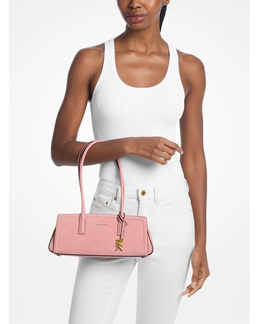 MICHAEL Michael Kors Pink Laila Small Suede Shoulder Bag