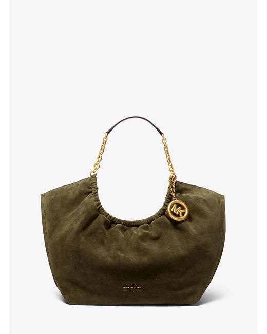 MICHAEL Michael Kors Green Mk Indie Large Suede Tote Bag