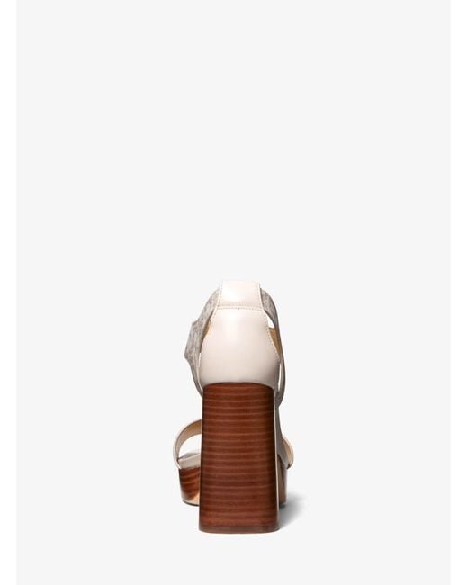 Sandalo Berkley in pelle con logo Empire e tacco a blocco di MICHAEL Michael Kors in White