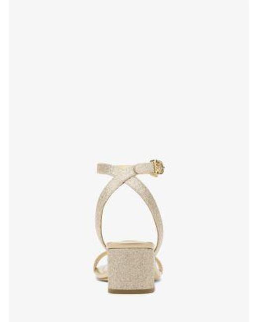 Michael Kors White Merriam Glitter-Embellished Leather Sandal