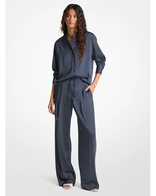 MICHAEL Michael Kors Blue Mk Polka Dot Print Satin Shirt