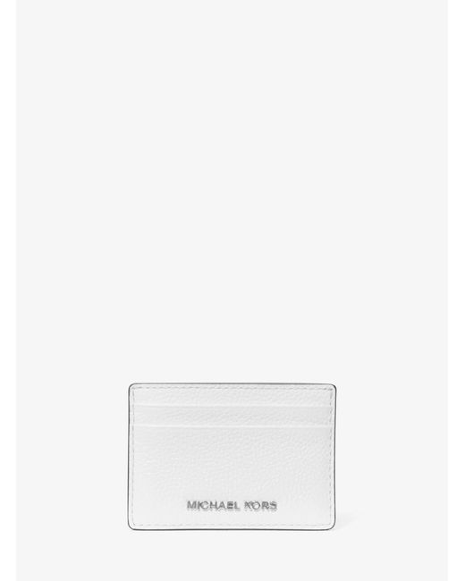 MICHAEL Michael Kors White Pebbled Leather Card Case