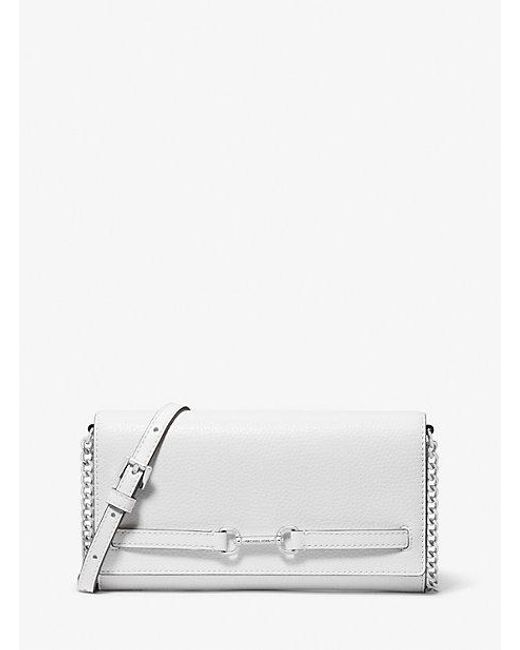 Michael Kors White Carson Large Pebbled Leather Convertible Crossbody Bag