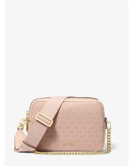 Michael Kors Pink Bryant Medium Signature Logo Camera Crossbody Bag