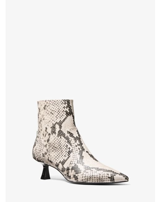 Michael Kors White Amali Snake Embossed Boot