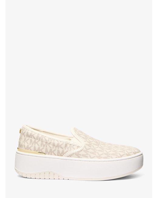 MICHAEL Michael Kors Natural Mk Dottie Signature Logo Platform Slip-On Trainers