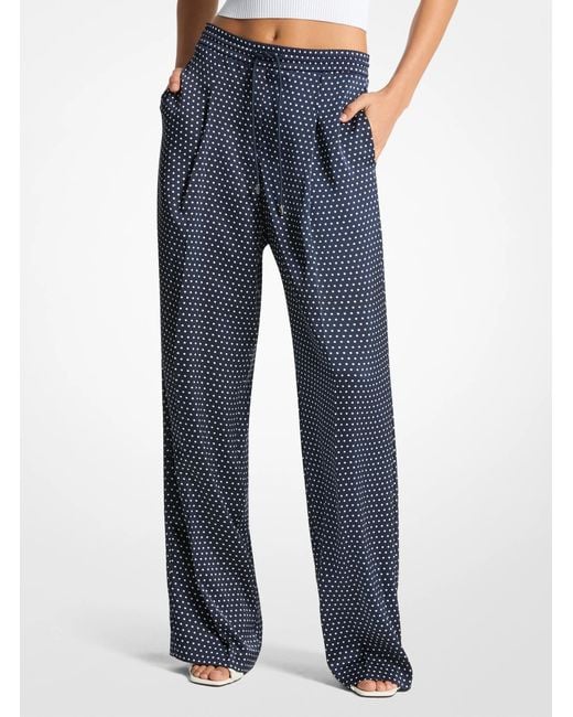 MICHAEL Michael Kors Blue Mk Polka Dot Satin Trousers
