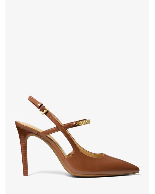 MICHAEL Michael Kors Brown Mk Dina Flex Leather Slingback Pump