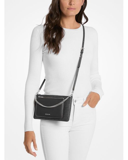 Mk Sac À Bandoulière Convertible Jet Set De Taille Moyenne À Logo Signature MICHAEL Michael Kors en coloris Gray