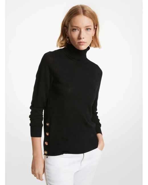 MICHAEL Michael Kors Black Mk Merino Wool Polo Neck Jumper