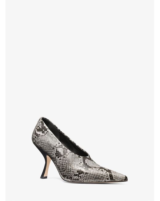 Mk Escarpin Luna En Cuir Effet Serpent En Relief MICHAEL Michael Kors en coloris White
