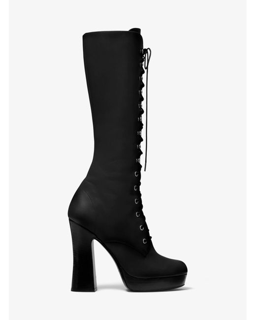 black leather platform boot