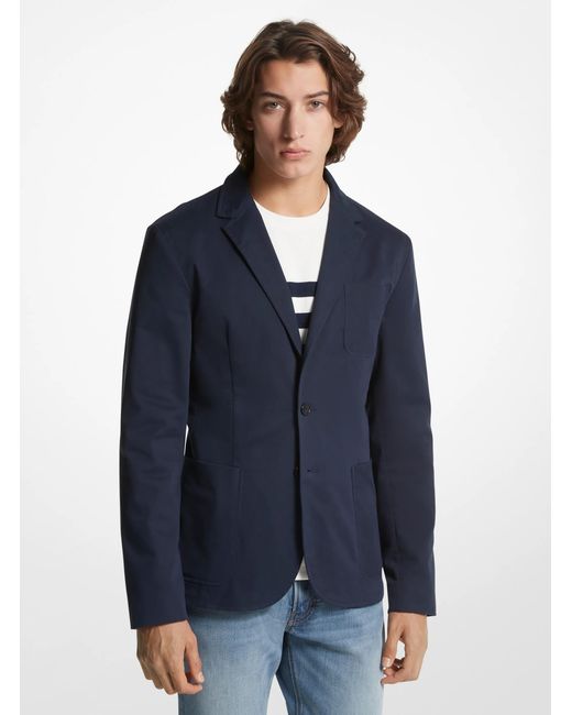 Michael Kors Blue Stretch Cotton Twill Blazer for men