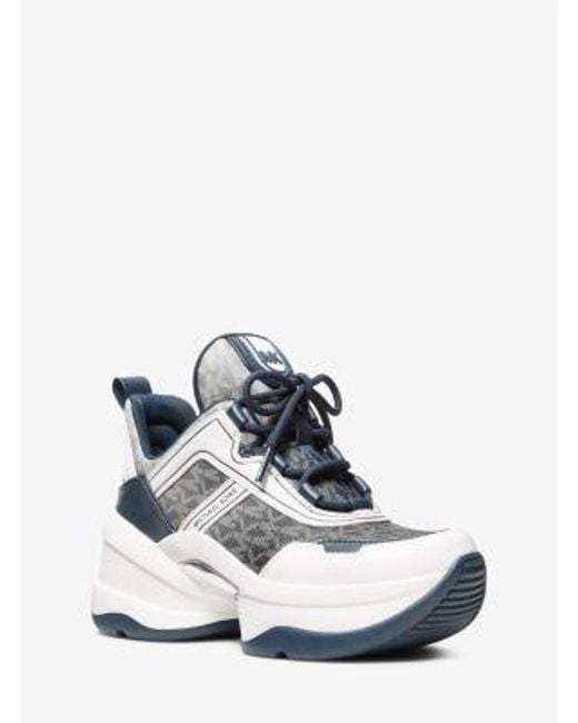 Michael Kors White Olympia Ombré Signature Logo Trainer