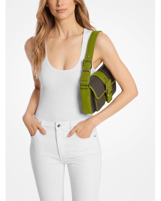 Mk Borsa A Spalla Colby Media Con Logo di MICHAEL Michael Kors in Green