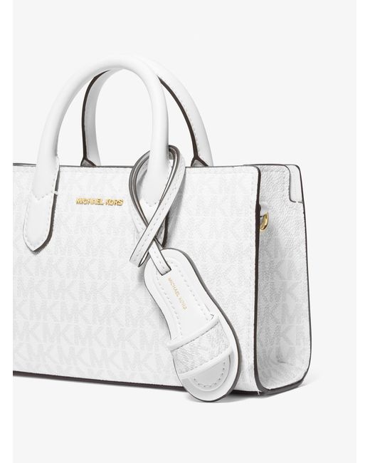 MICHAEL Michael Kors White Mk Signature Logo Slide Bag Charm