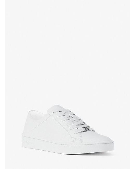 MICHAEL Michael Kors White Mk Keaton Logo Debossed Leather Trainers