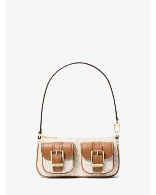 Michael Kors Metallic Zoe Small Signature Logo Pochette