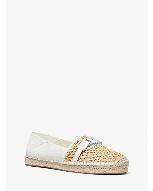 Michael Kors Natural Ember Leather And Straw Espadrille