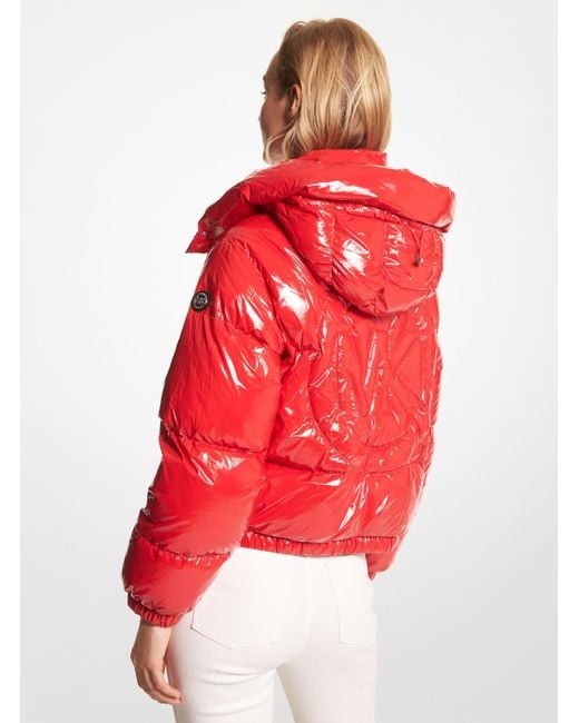 Michael Kors Ciré Nylon Puffer Jacket in Red | Lyst