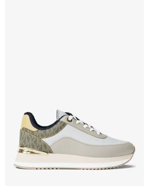 Michael Kors White Hattie Mixed-Media Trainer
