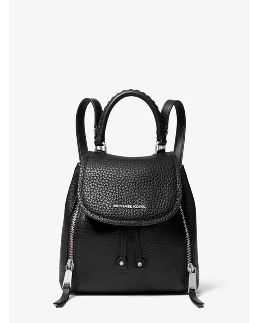 Michael Kors Black Viv Extra-small Pebbled Leather Backpack
