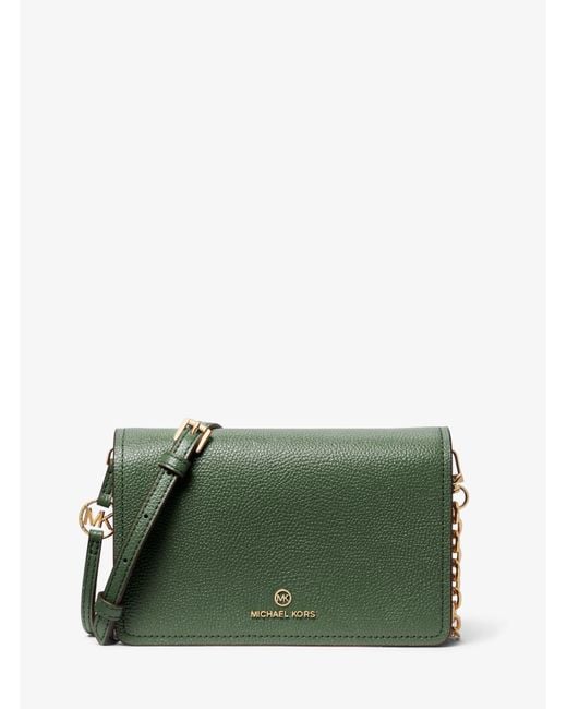 Borsa a tracolla Jet Set grande in pelle martellata di Michael Kors in Green