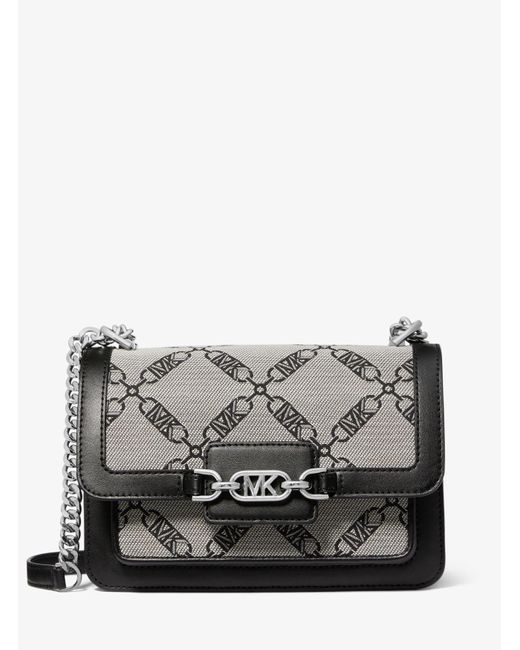 Michael Kors Gray Mk Heather Large Empire Logo Jacquard Shoulder Bag