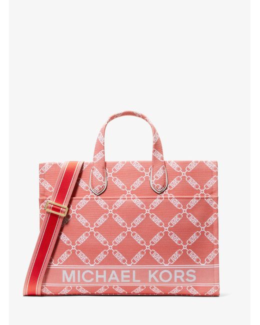 Bolso tote Gigi grande de jacquard con logotipo imperio MICHAEL Michael Kors de color Pink