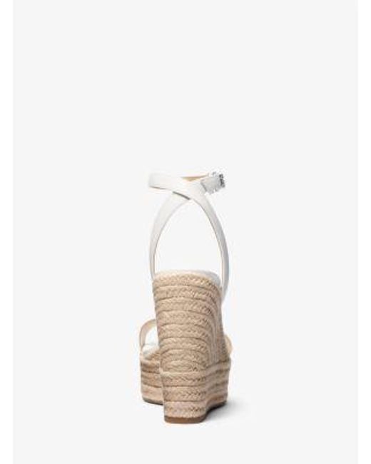 Michael Kors White Leighton Leather Wedge Sandal