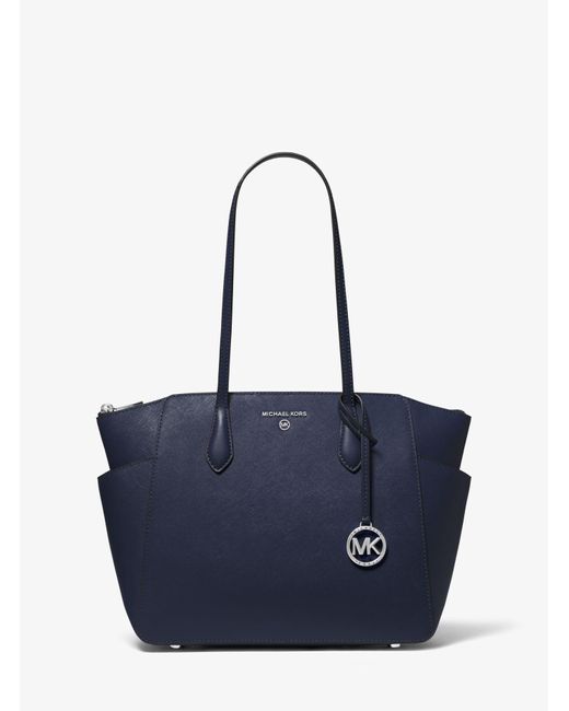 Michael Kors Marilyn Medium Saffiano Leather Tote Bag in Navy (Blue) Lyst