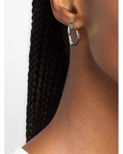 Michael Kors White Twist Hoop Earrings