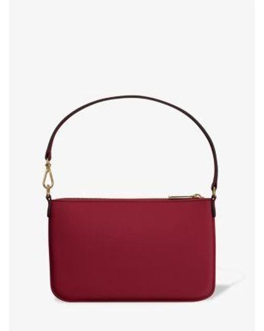 Michael Kors Red Jet Set Small Pebbled Leather Convertible Wristlet