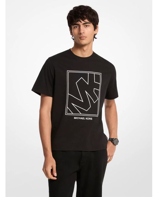 Michael Kors Black Mk Graphic Logo Cotton T-Shirt for men