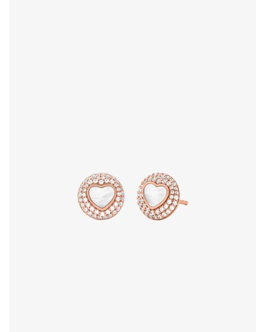 Michael Kors Metallic Mk Precious Metal-Plated Pavé And Mother-Of-Pearl Heart Jewelry Gift Set