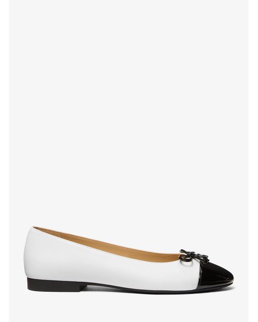 MICHAEL Michael Kors White Mk Piper Flex Leather Ballet Flat