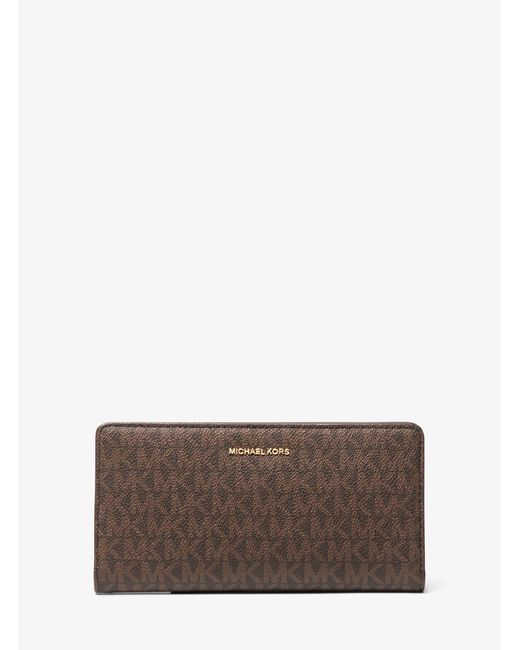 MICHAEL Michael Kors Brown Mk Bryant Large Signature Logo Snap-Front Wallet