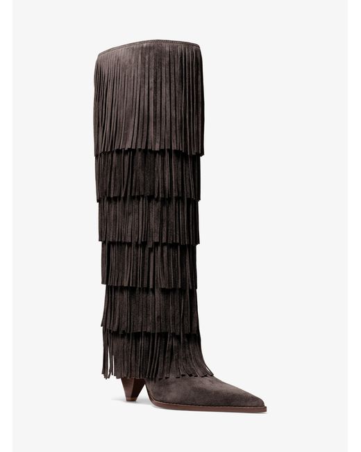 MICHAEL Michael Kors Brown Mk Jayla Fringed Suede Tall Boot