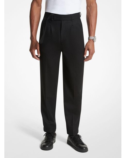 Pantalón de franela de lana elástica con cinturón Michael Kors de hombre de color Black
