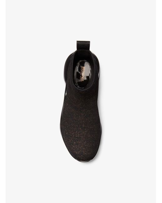 Zapatilla Olympia tipo calcetín de punto elástico metalizado Michael Kors de color Black