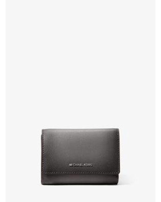 Michael Kors Gray Bryant Medium Burnished Leather Tri-Fold Wallet