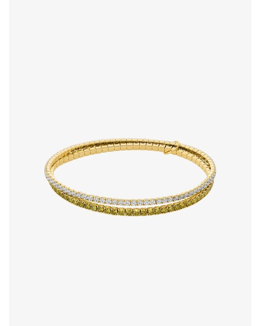 Michael Kors White Precious Metal-Plated Brass Double Wrap Stretch Tennis Bracelet