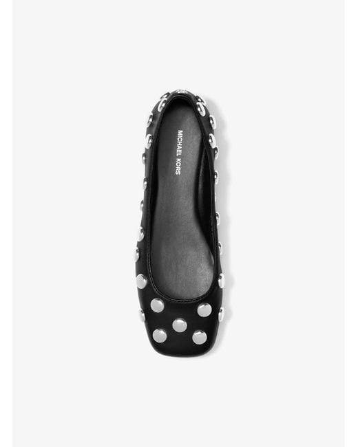 MICHAEL Michael Kors White Mk Matilda Studded Leather Ballet Flat